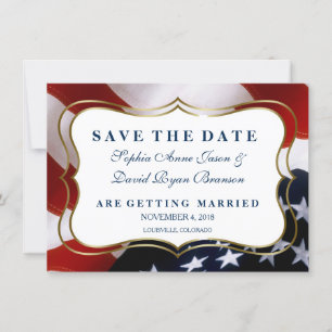 Elegant USA flag Wedding Save The Date