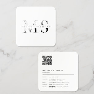 Elegant UV Gloss Monogram Black White Professional Raised Spot UV Business Card