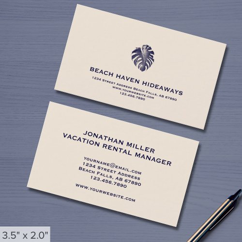 Elegant Vacation Rental Manager Business Card