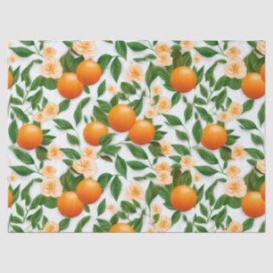Elegant Valencia Orange Floral Tissue Paper