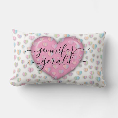 Elegant Valentine Heart Design Lumbar Pillow