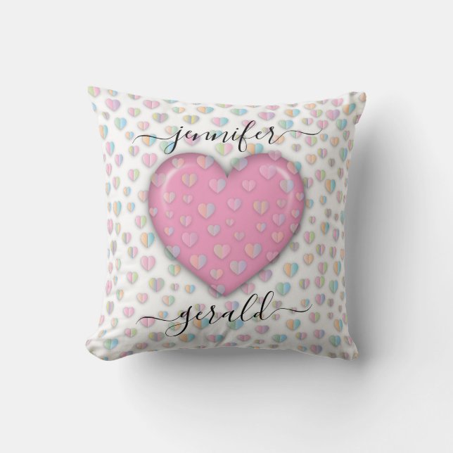 Elegant Valentine Heart Design Throw Pillow (Front)