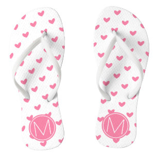 Elegant Valentine pink white tiny heart pattern Flip Flops