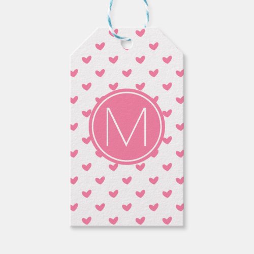 Elegant Valentine pink white tiny heart pattern Gift Tags