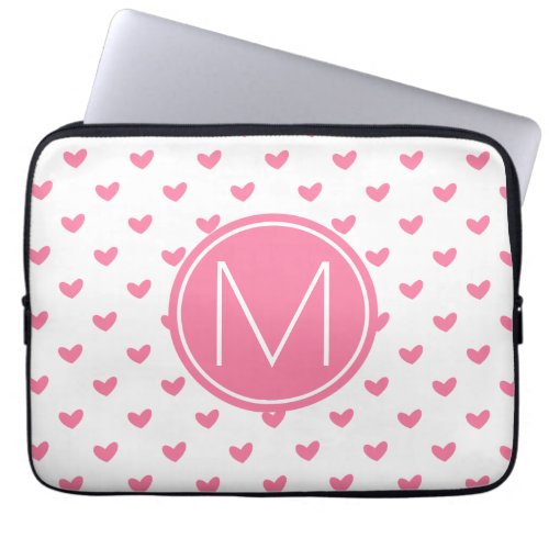 Elegant Valentine pink white tiny heart pattern Laptop Sleeve