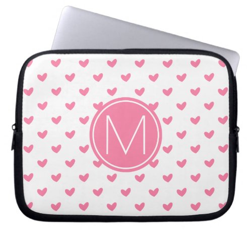 Elegant Valentine pink white tiny heart pattern Laptop Sleeve