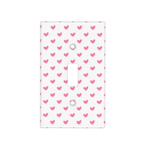 Elegant Valentine pink white tiny heart pattern Light Switch Cover