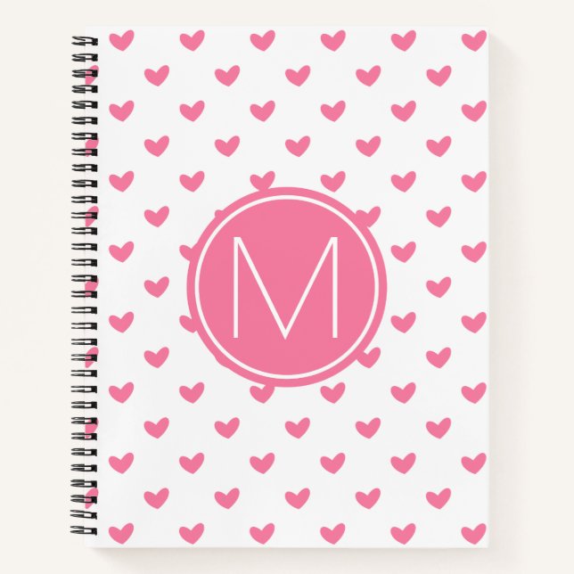 Elegant Valentine pink white tiny heart pattern Notebook (Front)