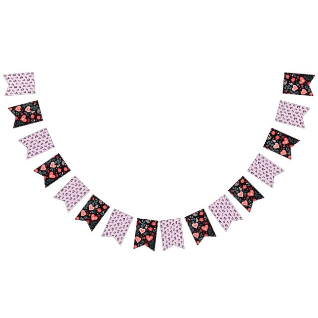 Elegant Valentine's Day floral bunting banner (All)