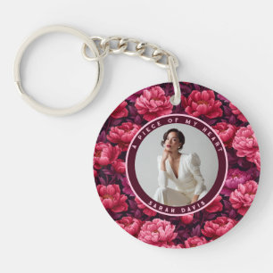 Elegant Valentine'S Day Gifts Photo Peonies Keychain
