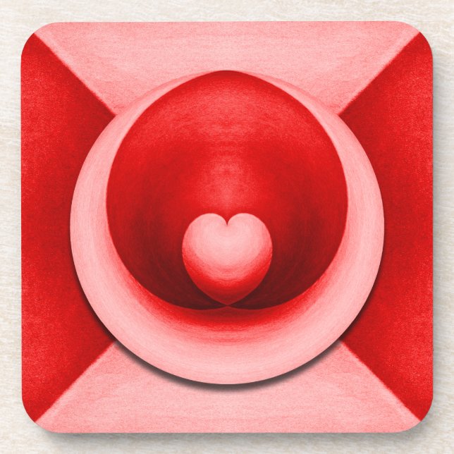 Elegant Valentine's Day Love Heart Beverage Coaster (Front)
