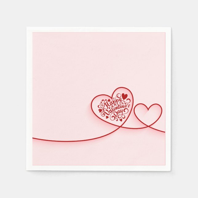 Elegant Valentine's Day Paper Napkins for Dinner (Front)