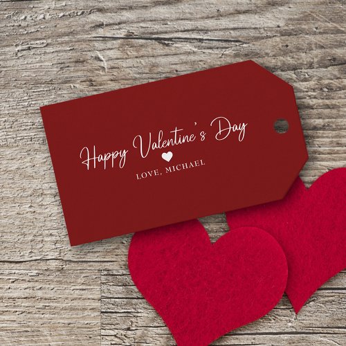 Elegant Valentines Day Simple Heart Script  Gift Tags