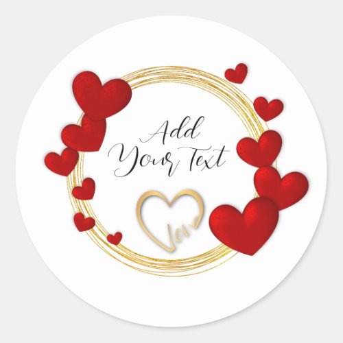 Elegant Valentines Love Anniversary Red Heart Classic Round Sticker