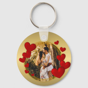 Elegant Valentines, Love, Anniversary Red Heart Keychain