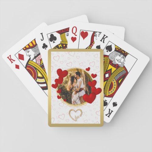 Elegant Valentines Love Anniversary Red Heart Poker Cards