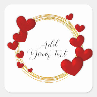 Elegant Valentines, Love, Anniversary Red Heart Square Sticker
