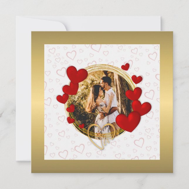 Elegant Valentines, Love, Anniversary Red Heart Thank You Card (Front)