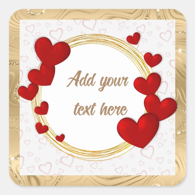 Elegant Valentines, Love, Anniversary Wedding Square Sticker (Front)