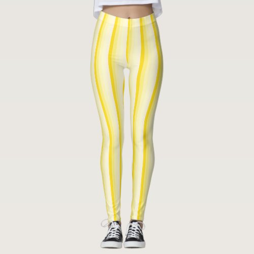Elegant Vanilla Yellow White Colors Template Leggings