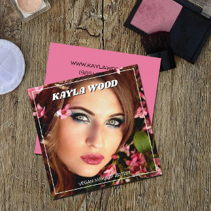 Elegant Vegan Makeup Square  Business Card
