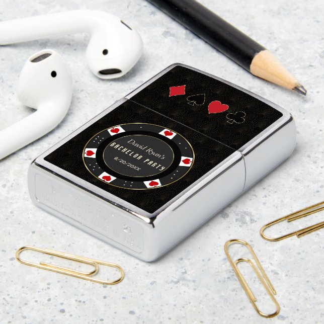 Elegant Vegas Casino Poker Chip Bachelor Party Zippo Lighter (On Table 2)