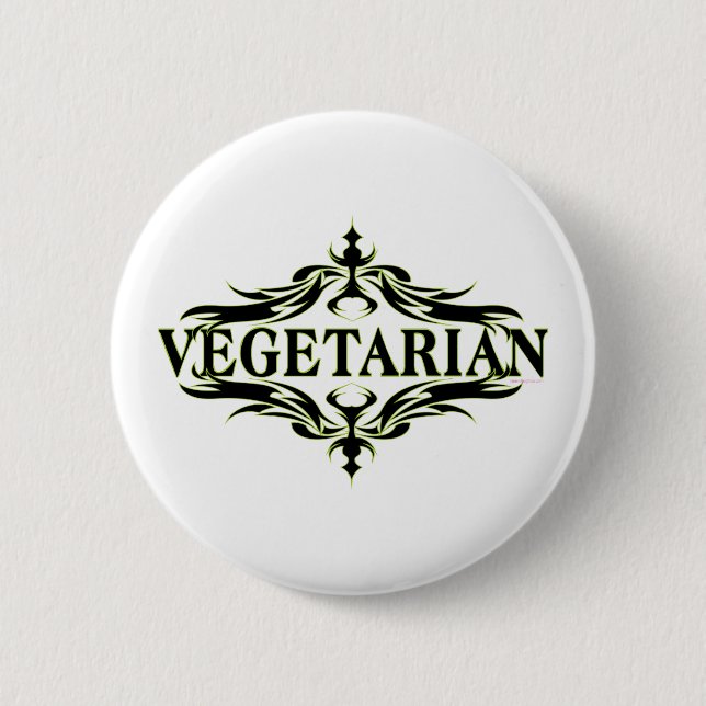Elegant Vegetarian Pinback Button (Front)