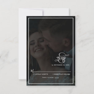 Elegant Vellum Black & White Overlay Photo Wedding RSVP Card