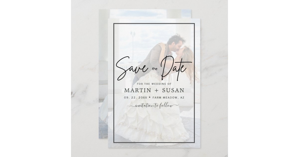 Elegant Wedding Save the Date Cards With Photo Vellum Save 