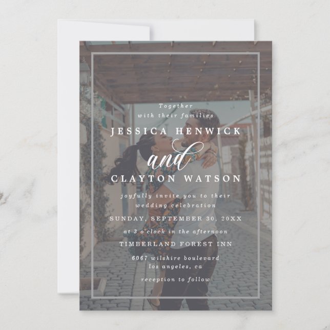 Elegant Vellum Effect Overlay 2 Photo Wedding Invitation (Front)
