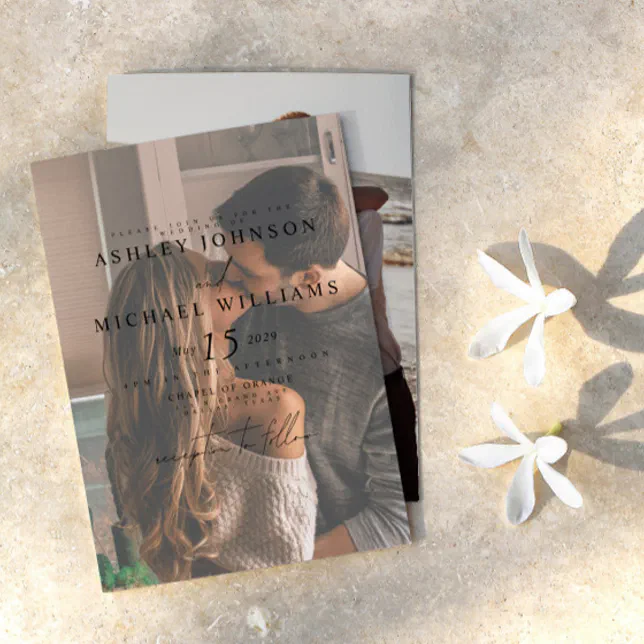 Elegant Vellum Overlay 2 Photo Wedding Invitation
