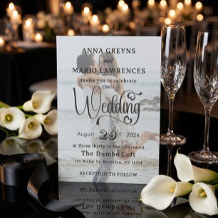 Elegant Vellum Overlay Modern 2 Photo Wedding Invitation