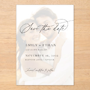 Elegant Vellum Overlay Photo Wedding Save The Date
