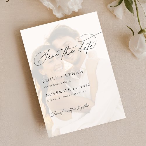 Elegant Vellum Overlay Photo Wedding Save The Date Invitation