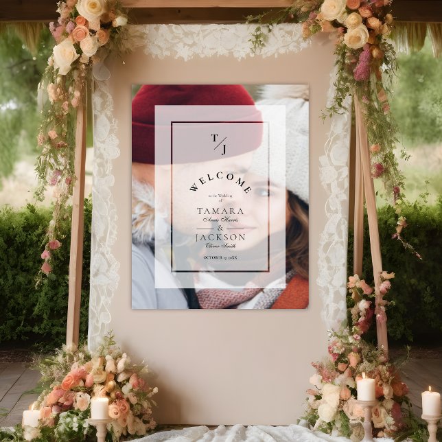 Elegant Vellum Transparency Wedding Initials Photo Foam Board (Elegant Vellum Transparency Wedding Initials Photo Welcome Foam Board. )