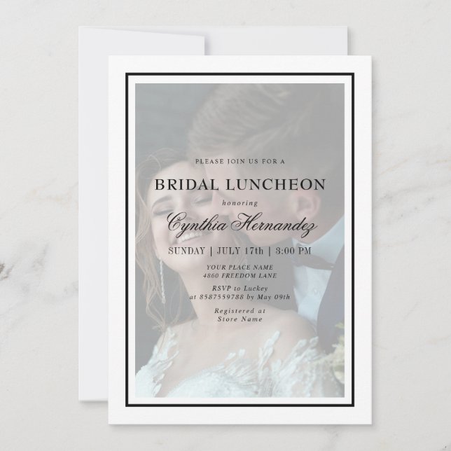 Elegant Vellum Typography Script Bridal Luncheon Invitation (Front)