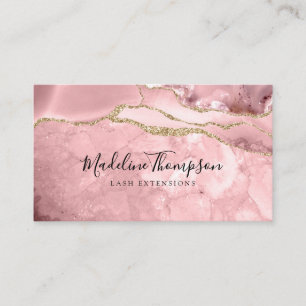 Elegant Velvet Blush Pink Marble Agate Geode Business Card