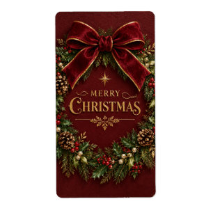 Elegant Velvet Bow Christmas, Luxury Botanical Label