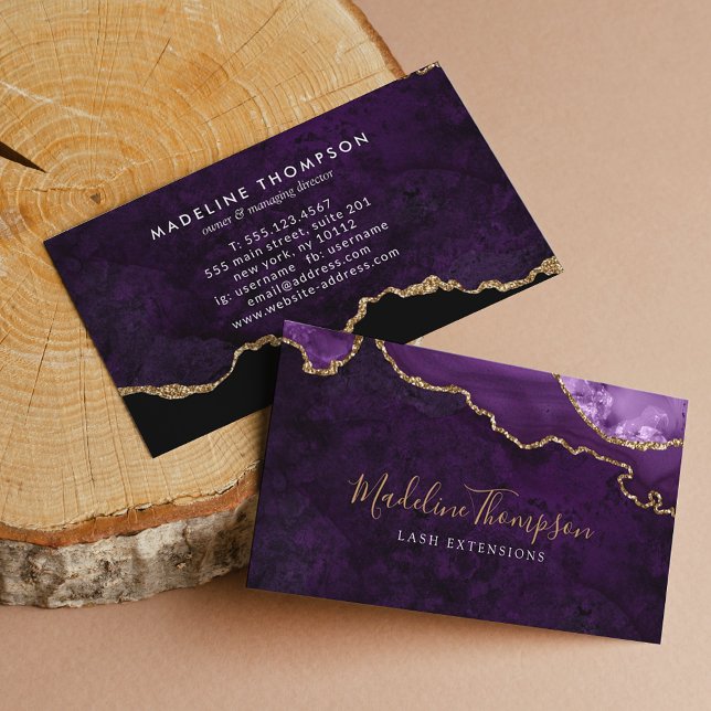 Elegant Velvet Purple Marble Agate Geode Business Card (Creator Uploaded)