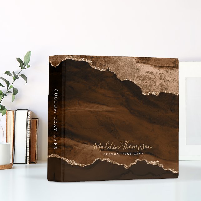 Elegant Velvet Rust Gold Marble Agate Geode 3 Ring Binder (Creator Uploaded)