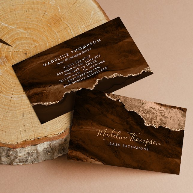 Elegant Velvet Rust Gold Marble Agate Geode Business Card (Creator Uploaded)