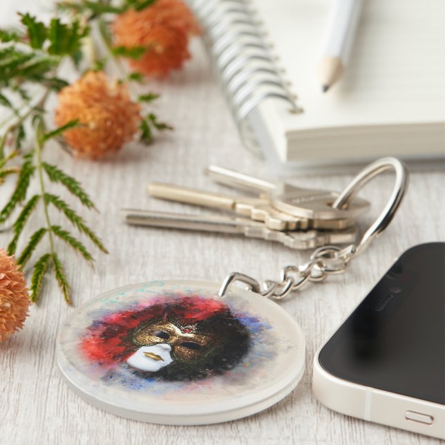 Elegant Venetian Carnival Mask Keychain – Timeless (Front Right)