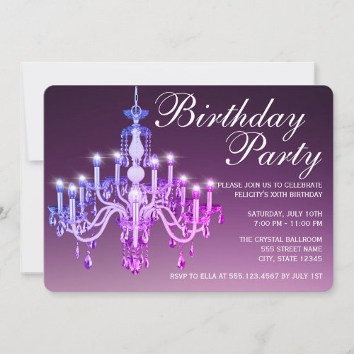 Elegant Venetian Chandelier  Birthday Party Invitation