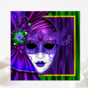 Elegant Venetian Mask Mardi Gras Wedding Invitation