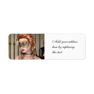 Elegant Venetian Masquerade Portrait Art Label
