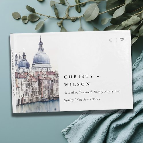 Elegant Venice Italy Canals Watercolor Wedding Guest Book