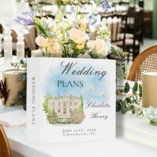 Elegant Venue flowers White Doves Wedding Plans 3 Ring Binder