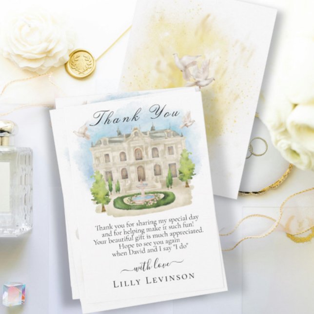 Elegant Venue with Fountain, flowers Bridal Shower Thank You Card (Creator Uploaded)