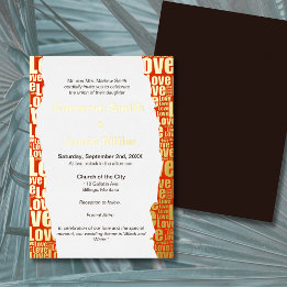 Elegant Vermilion Love Typography Wedding Foil Invitation