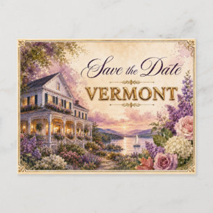 Elegant Vermont Save the Date Wedding Invitation Postcard